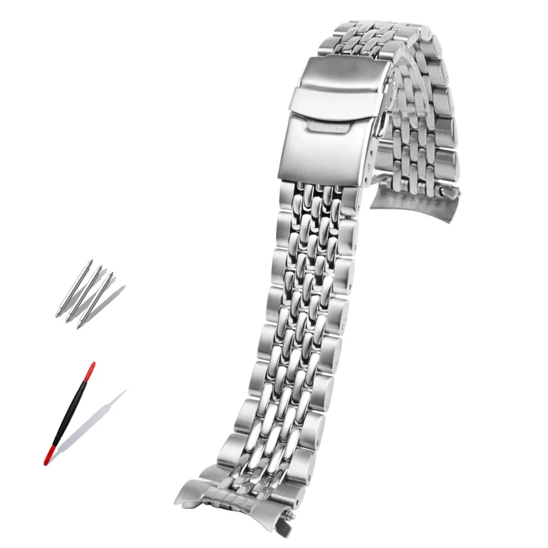 22mm curved 304 stainless steel watch strap waterproof silver watchband for Seiko 5 Sport GMT series SSK001K1 SSK003K1 SSK005K1