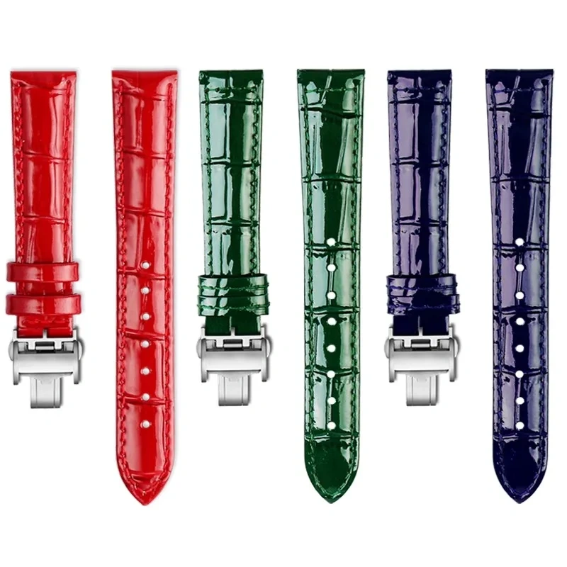 Cowhide lea/ther watch strap 14mm 15mm 16mm 17mm 18mm 20mm black red green blue white purple women watchband chain For Longines