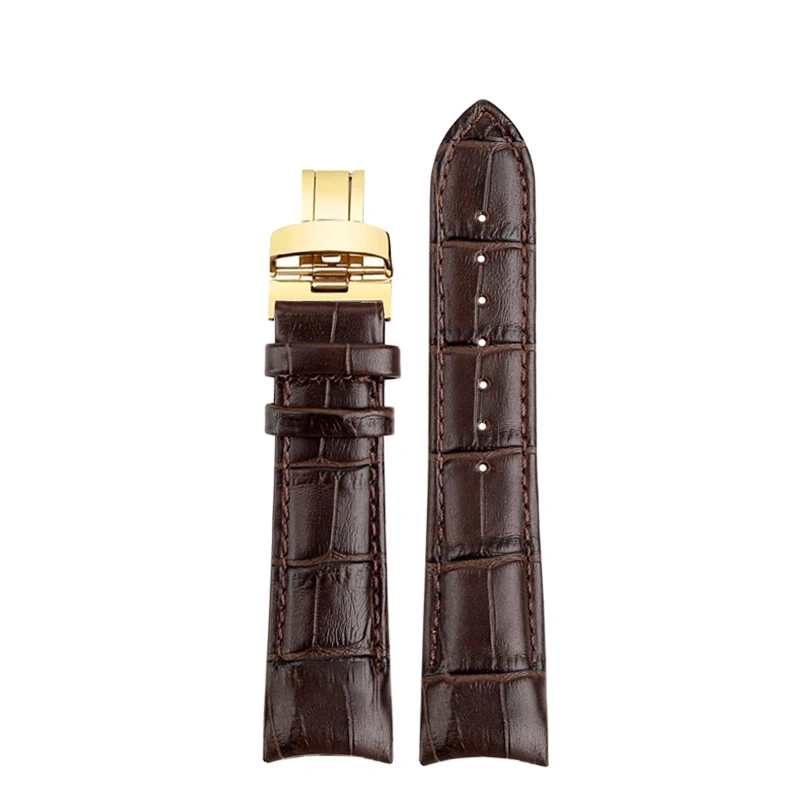 20 21mm The first layer of cowhide leather curved interface strap black brown watchband For Mido BELLUNA M024407A m024630a M024