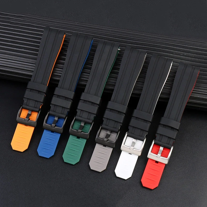 20 22Arc interface Universal Silicone rubber strap black orange red blue watchband For Rolex submariner Seiko NO.5 CASIO Citizen