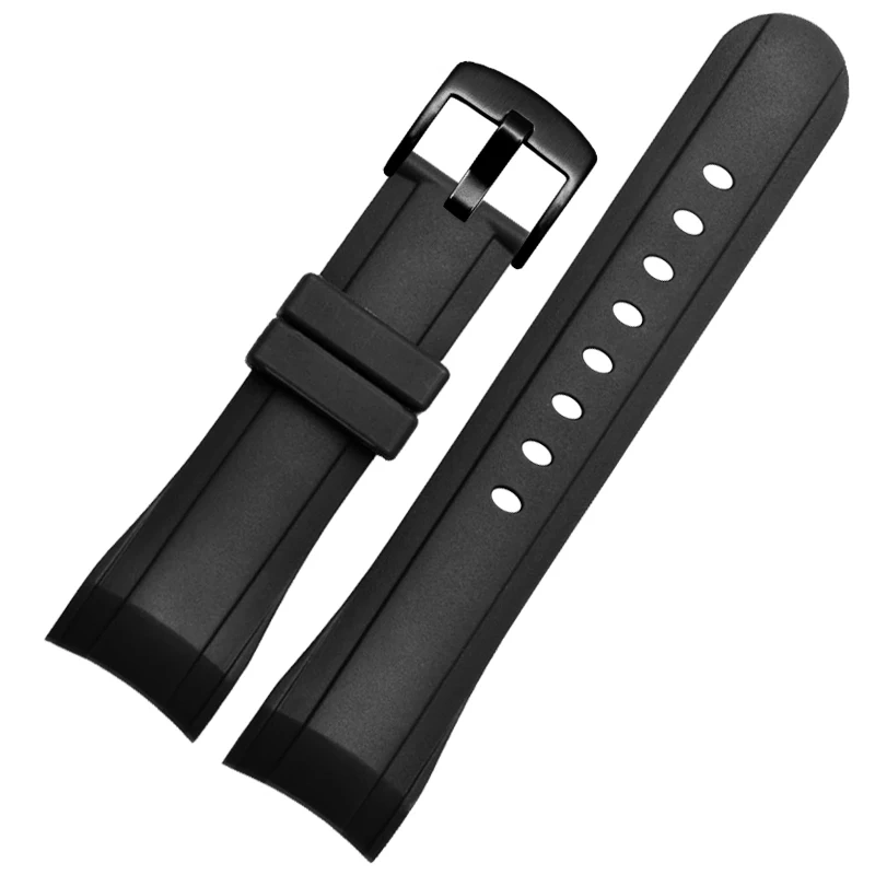 Silicone rubber watch strap 24mm Arc interface black blue waterproof watchband bracelet accessories For REEF TIGER Graham series