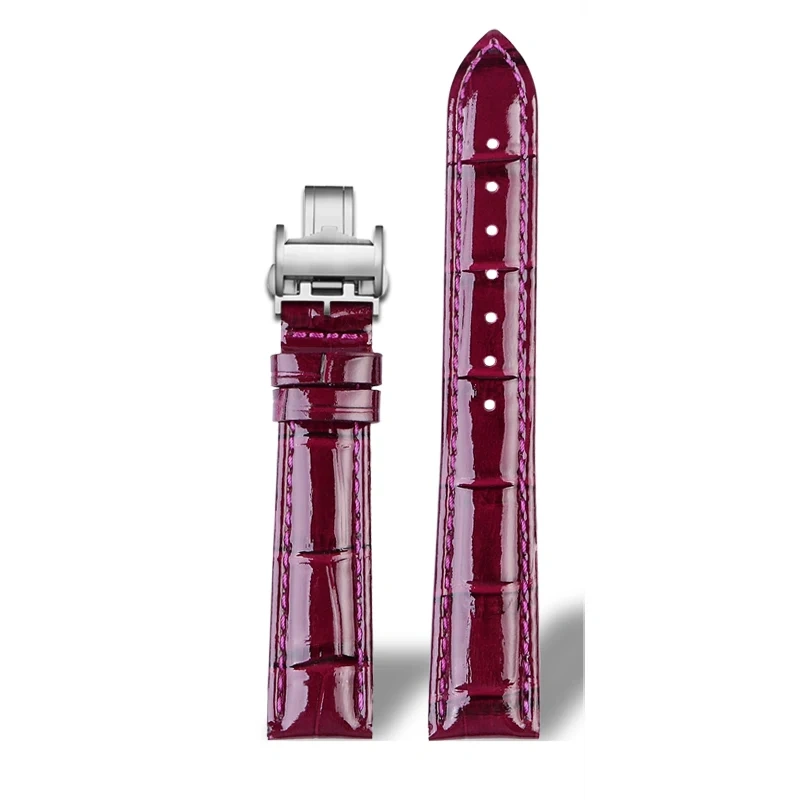 Cowhide lea/ther watch strap 14mm 15mm 16mm 17mm 18mm 20mm black red green blue white purple women watchband chain For Longines