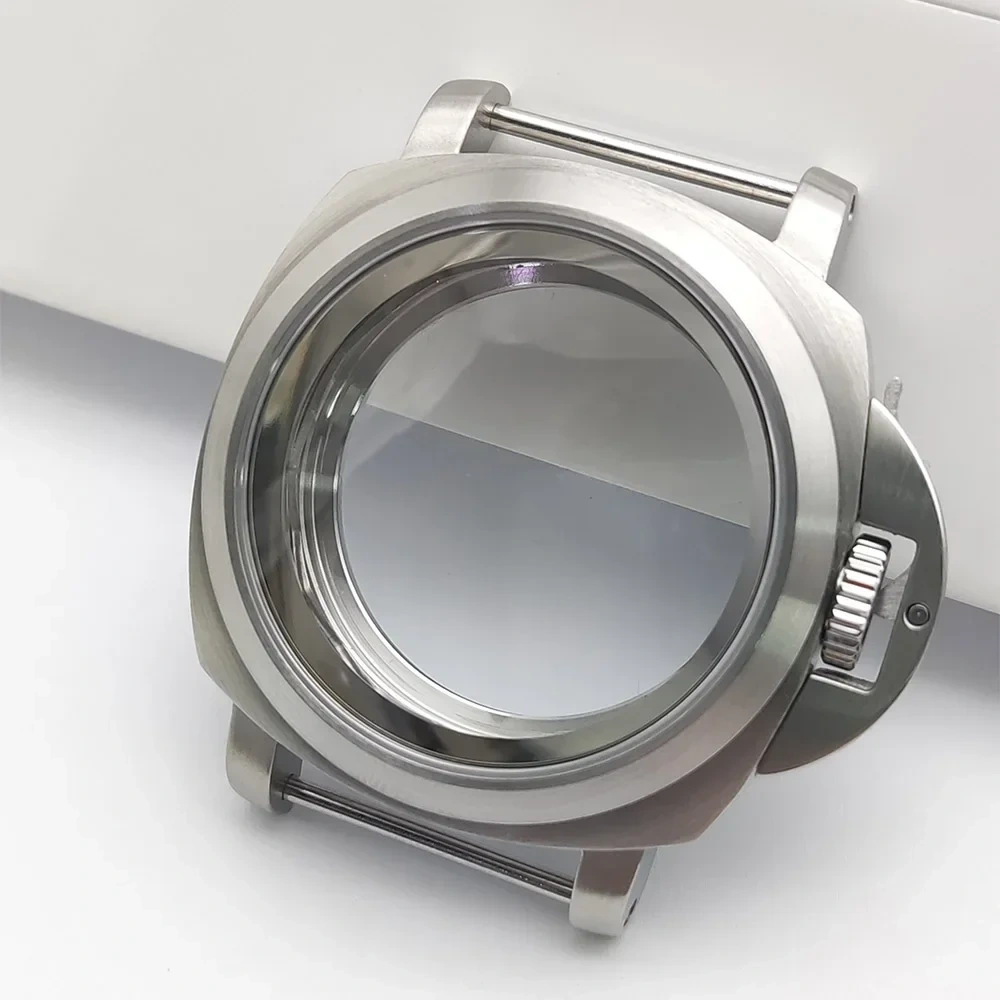 For Panerai Style 40mm Stainless Steel Watch Case with Crown Guard Bridge, Fit NH35 NH36 Movement, Watch Mod Parts