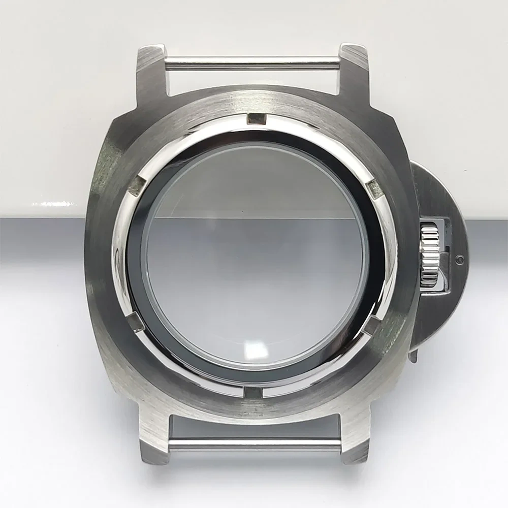 For Panerai Style 40mm Stainless Steel Watch Case with Crown Guard Bridge, Fit NH35 NH36 Movement, Watch Mod Parts