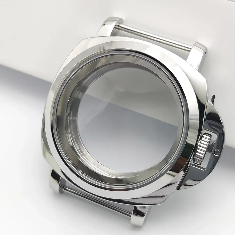 For Panerai Style 40mm Stainless Steel Watch Case with Crown Guard Bridge, Fit NH35 NH36 Movement, Watch Mod Parts