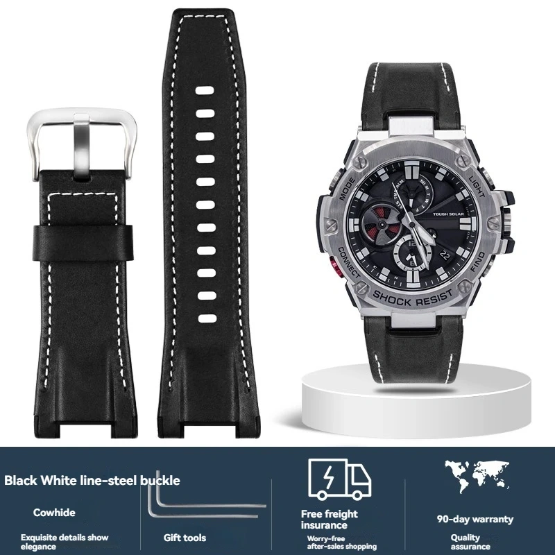 Italian Cowhide Leather & Nylon Strap for Casio G-SHOCK GST-S130 S110 S120 W 130LB 100 W300, Men's GSR-B100 Replacement Band