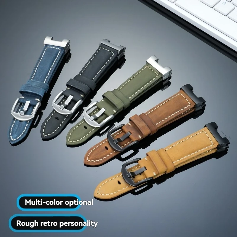 For Casio G-SHOCK GST-B100/S110/S120/W300/400G Steel Core WatchRetro Genuine Leather Strap Replacement | Stainless Steel Adapter