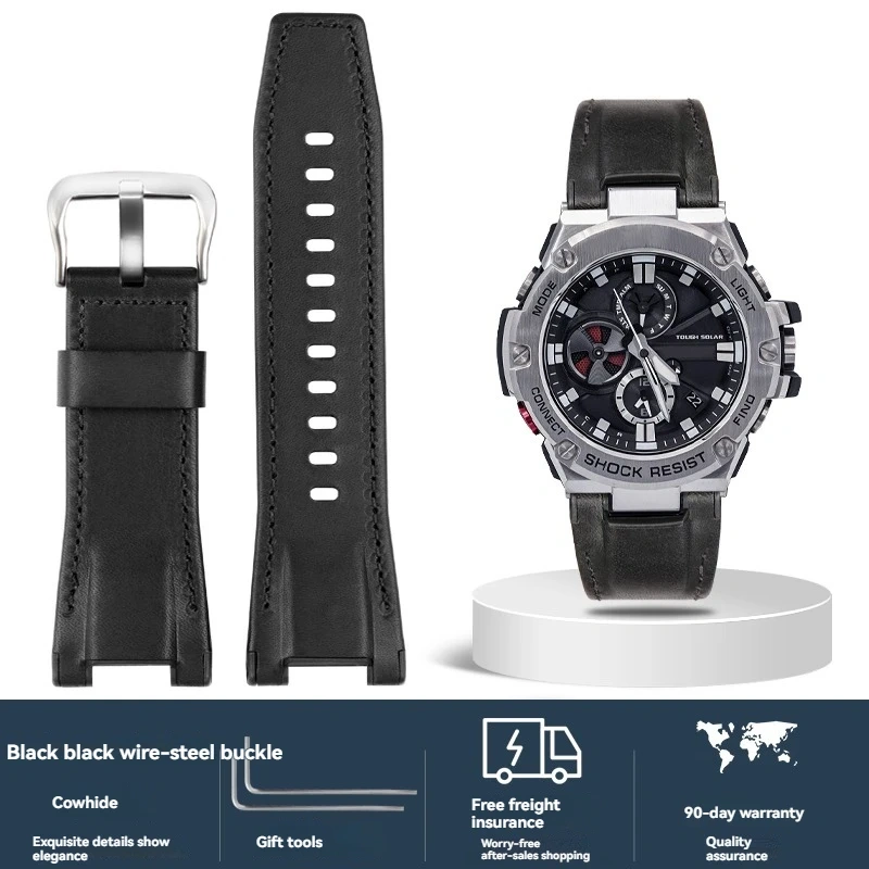Italian Cowhide Leather & Nylon Strap for Casio G-SHOCK GST-S130 S110 S120 W 130LB 100 W300, Men's GSR-B100 Replacement Band