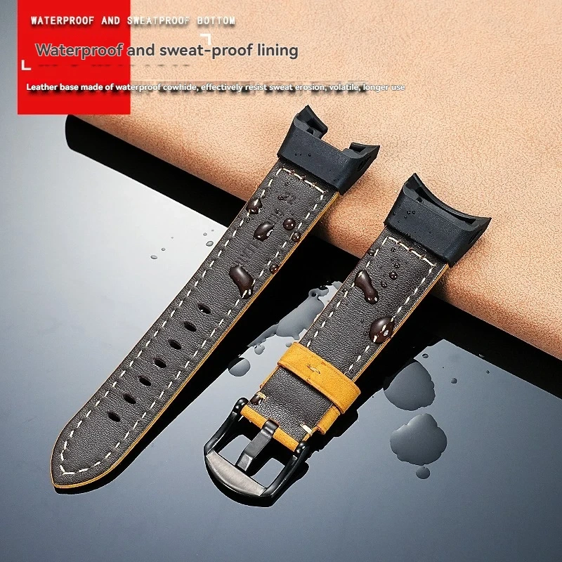 For Casio G-SHOCK GST-B100/S110/S120/W300/400G Steel Core WatchRetro Genuine Leather Strap Replacement | Stainless Steel Adapter