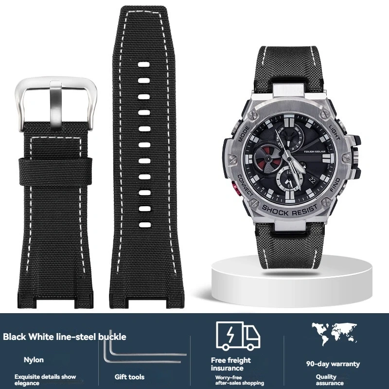Italian Cowhide Leather & Nylon Strap for Casio G-SHOCK GST-S130 S110 S120 W 130LB 100 W300, Men's GSR-B100 Replacement Band