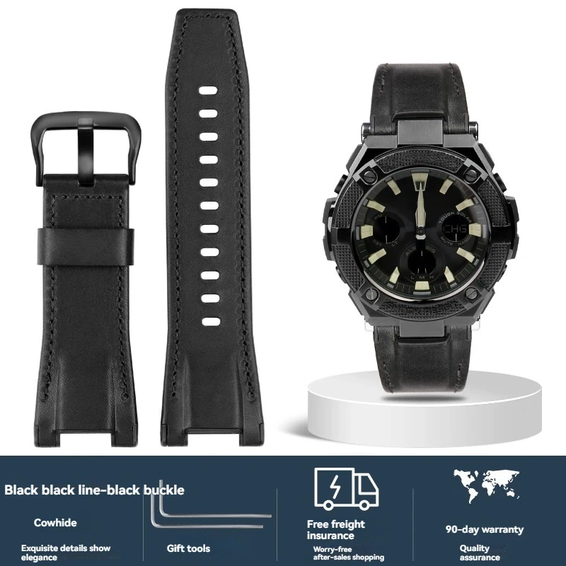 Italian Cowhide Leather & Nylon Strap for Casio G-SHOCK GST-S130 S110 S120 W 130LB 100 W300, Men's GSR-B100 Replacement Band