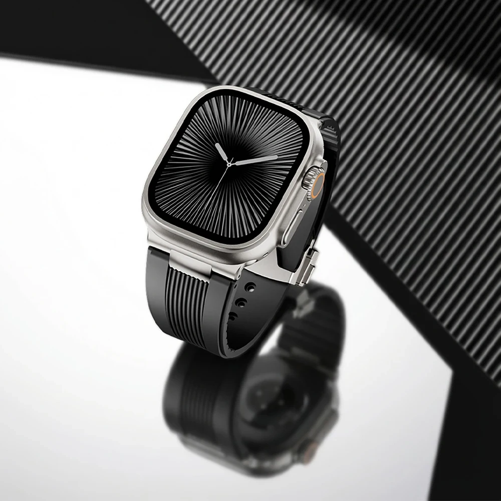 Silicone Band for Apple Watch 46mm 45mm 44mm 42mm Luxury Sports Strap for Iwatch Ultra 3 2 1 49mm Series 11 10 9 8 7 Se 6 5 Se3