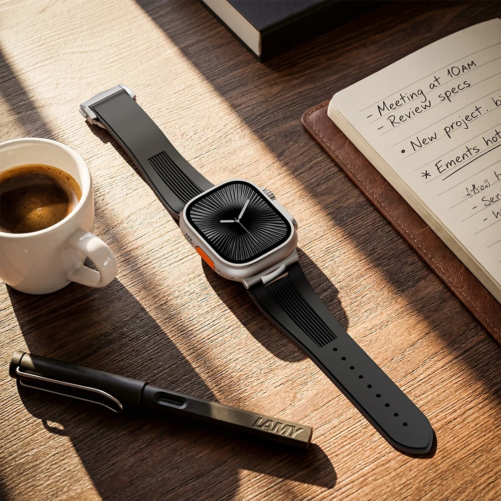 Silicone Band for Apple Watch 46mm 45mm 44mm 42mm Luxury Sports Strap for Iwatch Ultra 3 2 1 49mm Series 11 10 9 8 7 Se 6 5 Se3