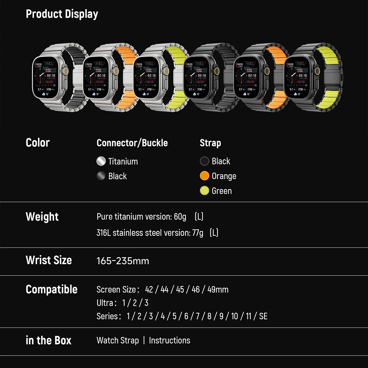 Titanium+Silicone Strap For Apple Watch Ultra 3/2/1 49mm S11 46mm Luxury Magnetic Band For Series 10 9 8 7 SE3 44/45mm Bracelet