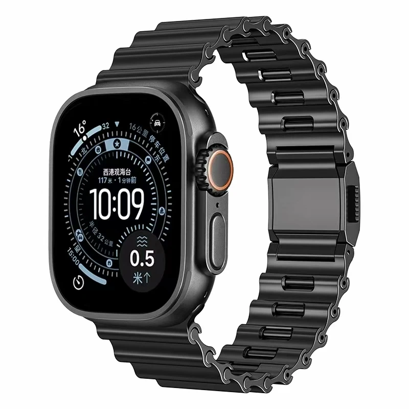 Stainless Steel Band For Apple Watch Ultra 3 11 10 9 8 7 6 SE 5 4 Metal Ocean Magnetic Strap For iWatch 42mm 44mm 45mm 46mm 49mm