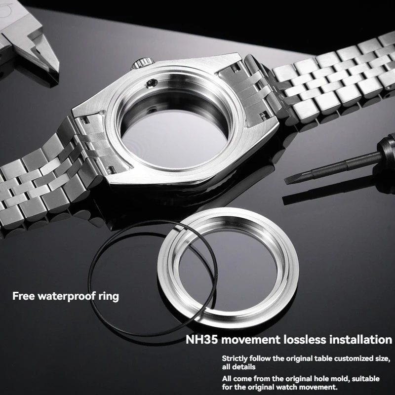 36mm 39mm Sapphire Glass Watch Case for Rolex Datejust NH35 NH36 Movement - Stainless Steel Waterproof  Case Watch Accessory