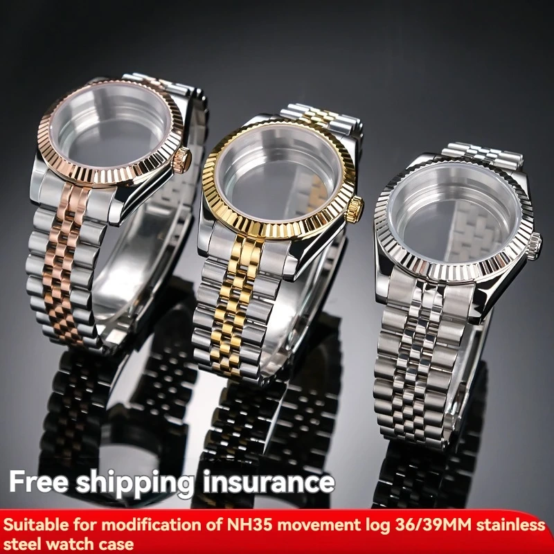 36mm 39mm Sapphire Glass Watch Case for Rolex Datejust NH35 NH36 Movement - Stainless Steel Waterproof  Case Watch Accessory