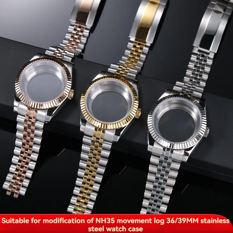 36mm 39mm Sapphire Glass Watch Case for Rolex Datejust NH35 NH36 Movement - Stainless Steel Waterproof  Case Watch Accessory