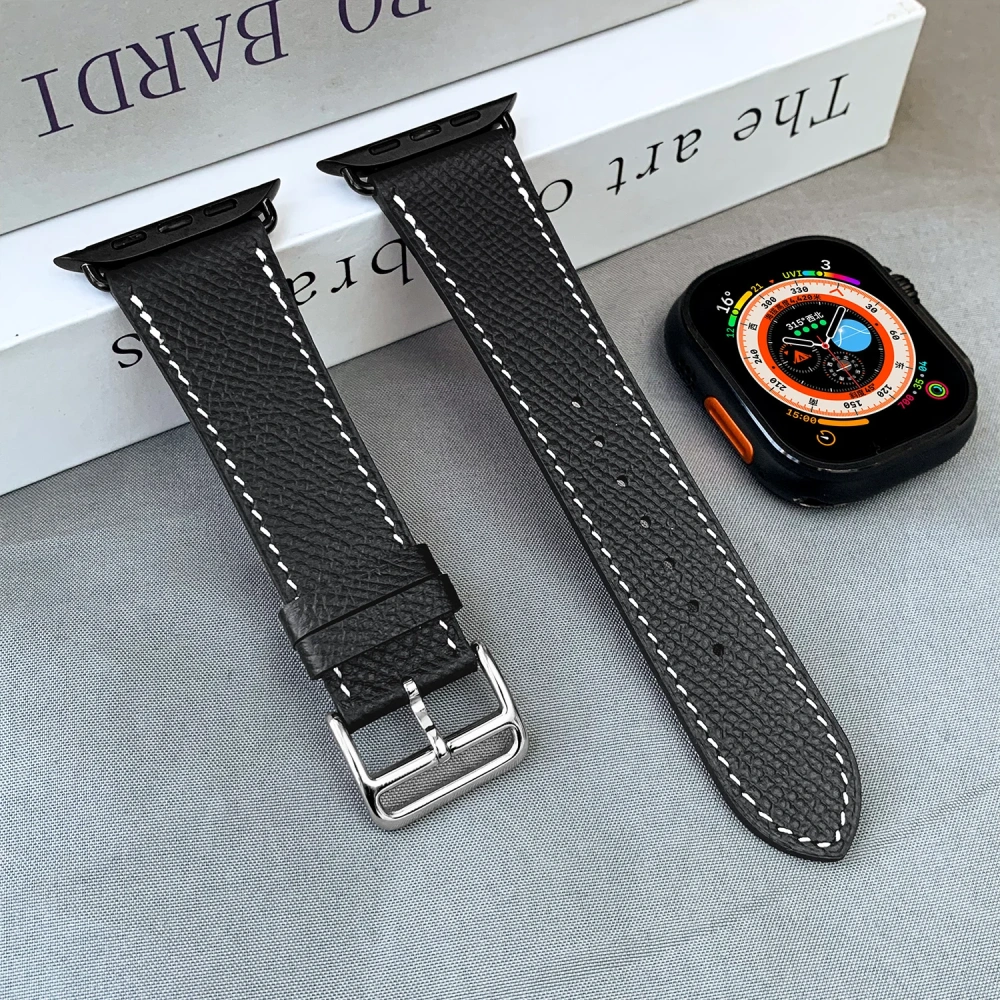 Quality Calfskin Leather Epsom Leather Single Tour Band For Apple Watch Series1110 9 8 7 6 Se 3 Iwatch Ultra 3 2 Strap