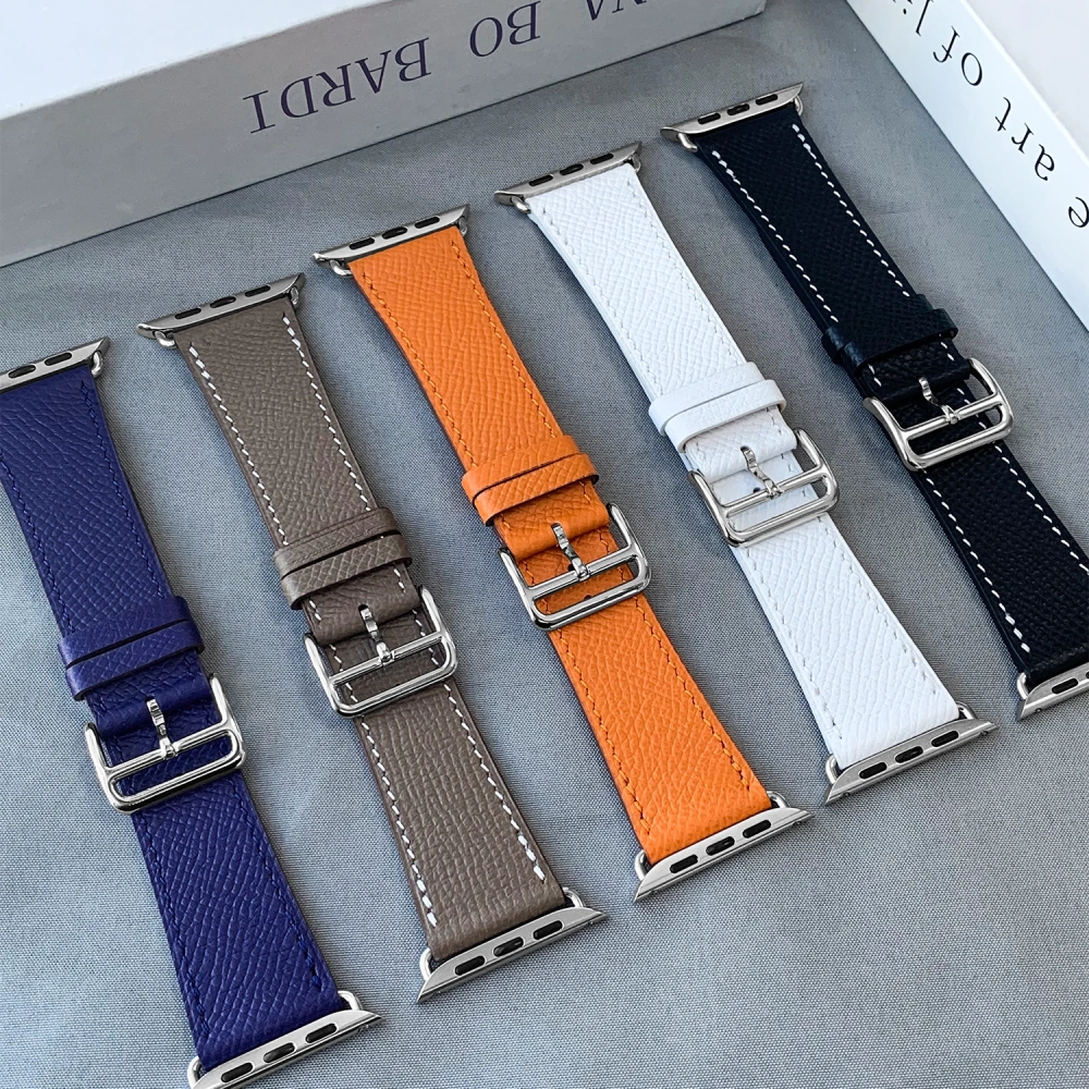 2025 New Quality Calfskin Leather Epsom Leather Single Tour Band For Apple Watch Series1110 9 8 7 6 Se 3 Iwatch Ultra 3 2 Strap