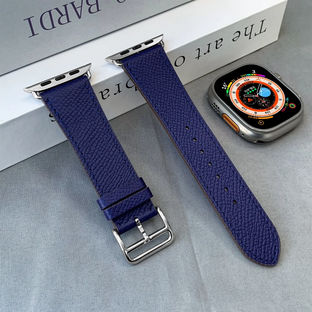 2025 New Quality Calfskin Leather Epsom Leather Single Tour Band For Apple Watch Series1110 9 8 7 6 Se 3 Iwatch Ultra 3 2 Strap