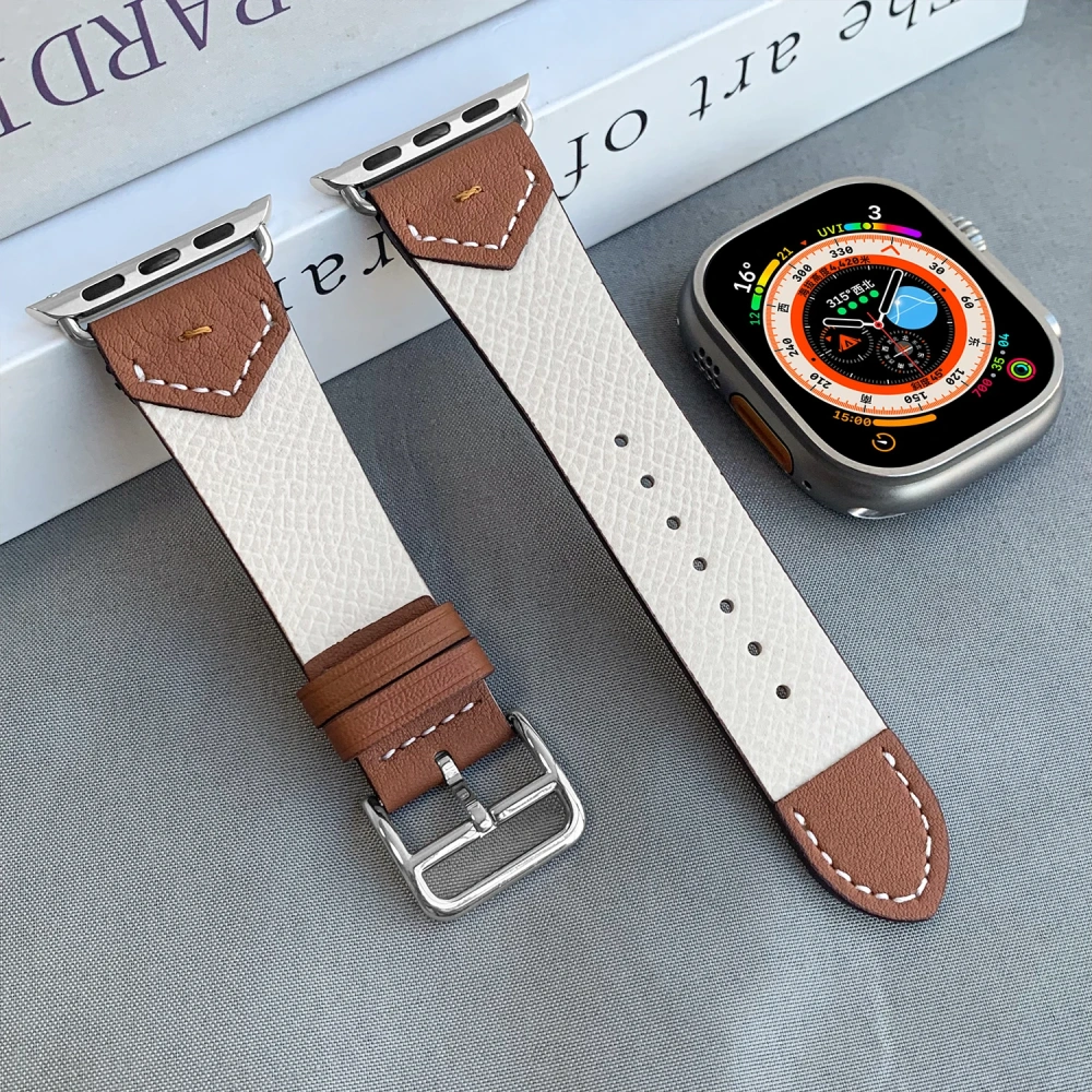 2025 New Quality Calfskin Leather Epsom Leather Single Tour Band For Apple Watch Series1110 9 8 7 6 Se 3 Iwatch Ultra 3 2 Strap