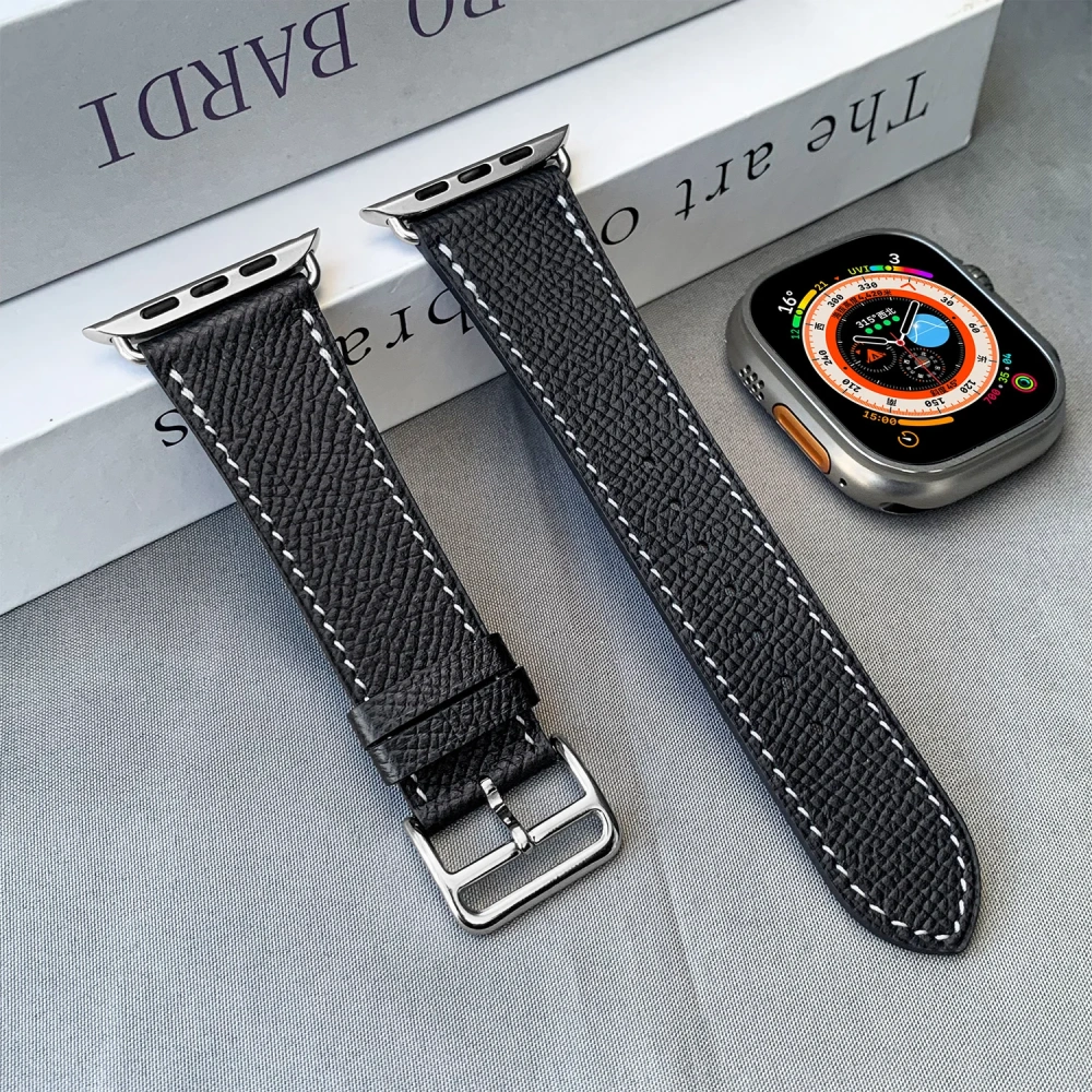 Quality Calfskin Leather Epsom Leather Single Tour Band For Apple Watch Series1110 9 8 7 6 Se 3 Iwatch Ultra 3 2 Strap