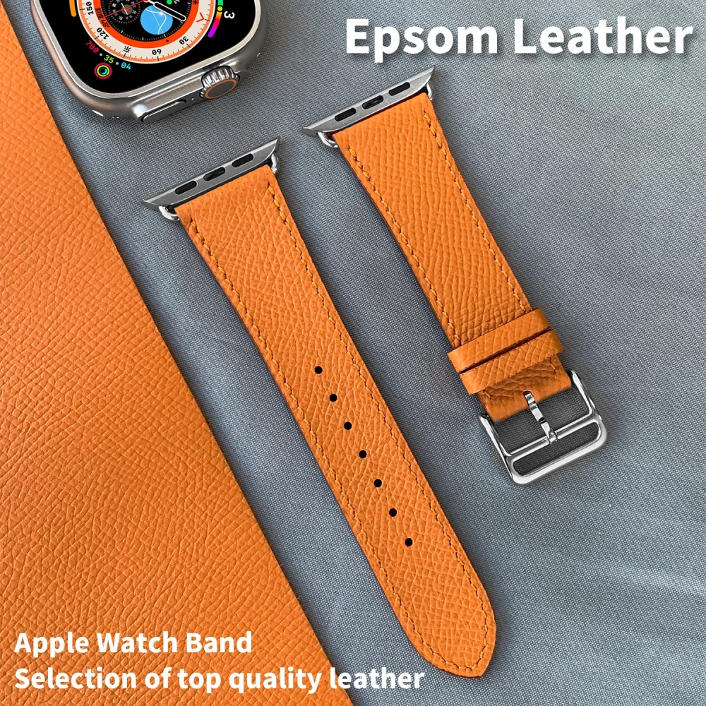 2025 New Quality Calfskin Leather Epsom Leather Single Tour Band For Apple Watch Series1110 9 8 7 6 Se 3 Iwatch Ultra 3 2 Strap