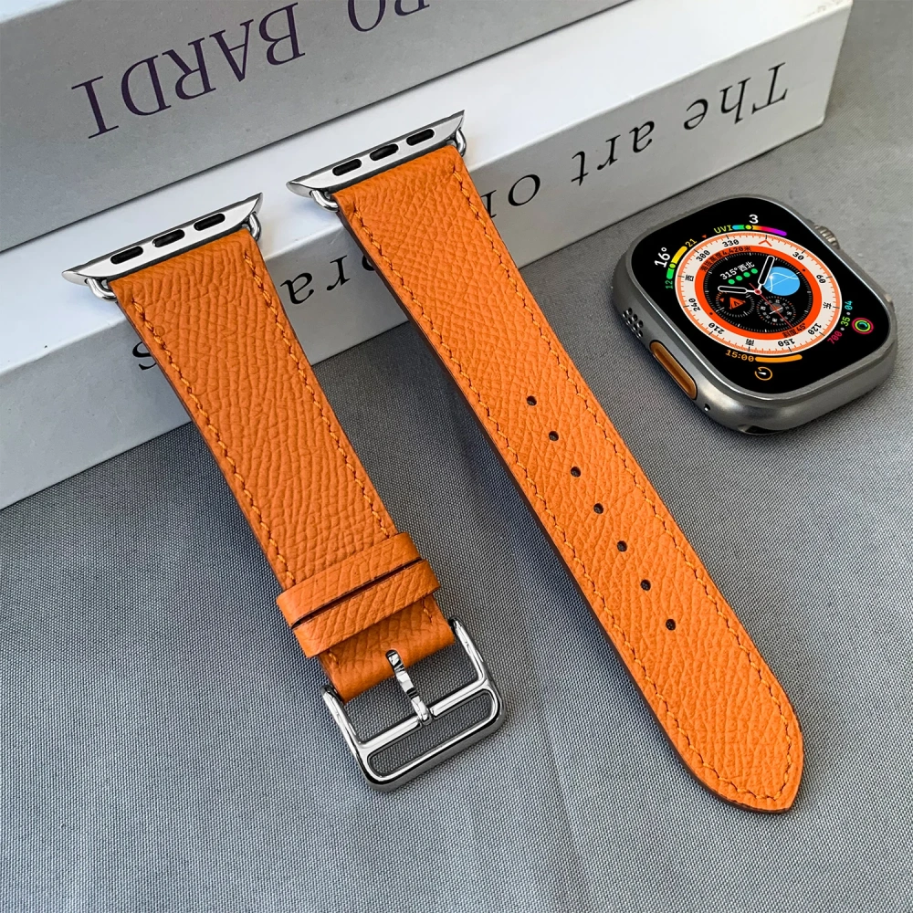 2025 New Quality Calfskin Leather Epsom Leather Single Tour Band For Apple Watch Series1110 9 8 7 6 Se 3 Iwatch Ultra 3 2 Strap