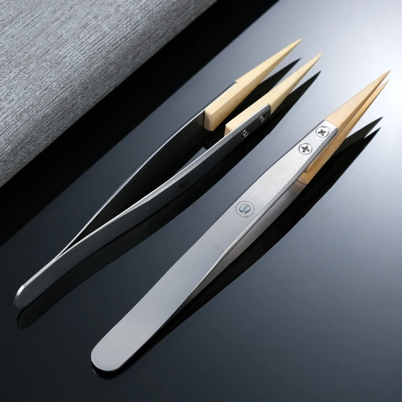 boxwood tweezers, Watch repair tool, precision anti magnetic tweezers, pointed tweezers, insulated and not damaging parts
