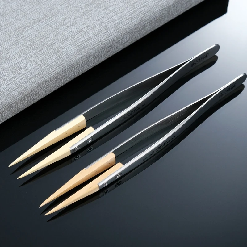 boxwood tweezers, Watch repair tool, precision anti magnetic tweezers, pointed tweezers, insulated and not damaging parts