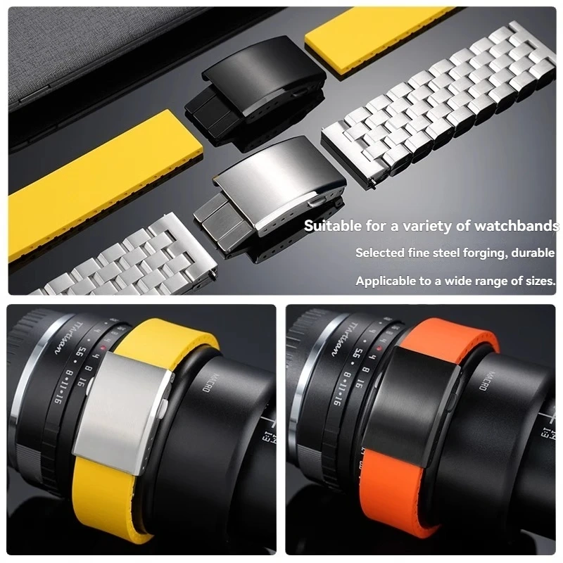 16mm 18mm 20mm Watch Clasp Folding Buckle Solid Stainless Steel Men Women Watch Buckle for Silicone Strap Metal Strap With tools