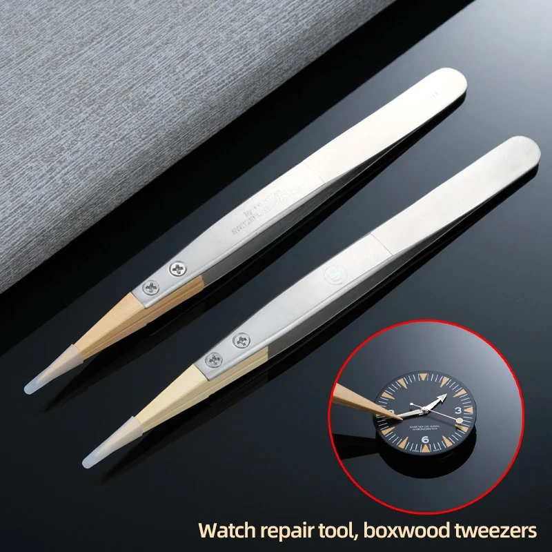 boxwood tweezers, Watch repair tool, precision anti magnetic tweezers, pointed tweezers, insulated and not damaging parts