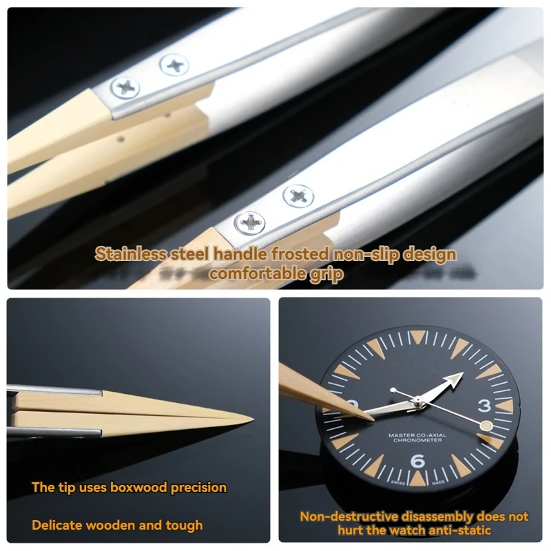 boxwood tweezers, Watch repair tool, precision anti magnetic tweezers, pointed tweezers, insulated and not damaging parts