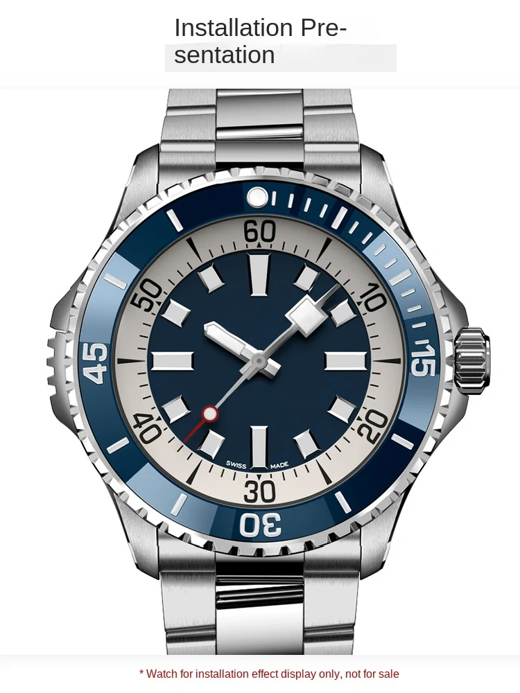 42x35mm Ceramic Bezel Insert Ring Slope Fit 46mm For Breitling SUPEROCEAN A17378E71C1A1 Blue Scale Circle 12 O'clock green light