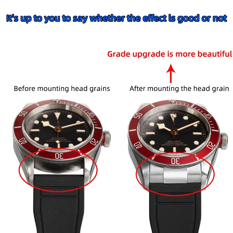 FKM Rubber Strap 316L Stainless Steel Curved End Link 20/21/22mm for Tudor black bay M79363 M7939G1 metal Adapter 41mm Connector