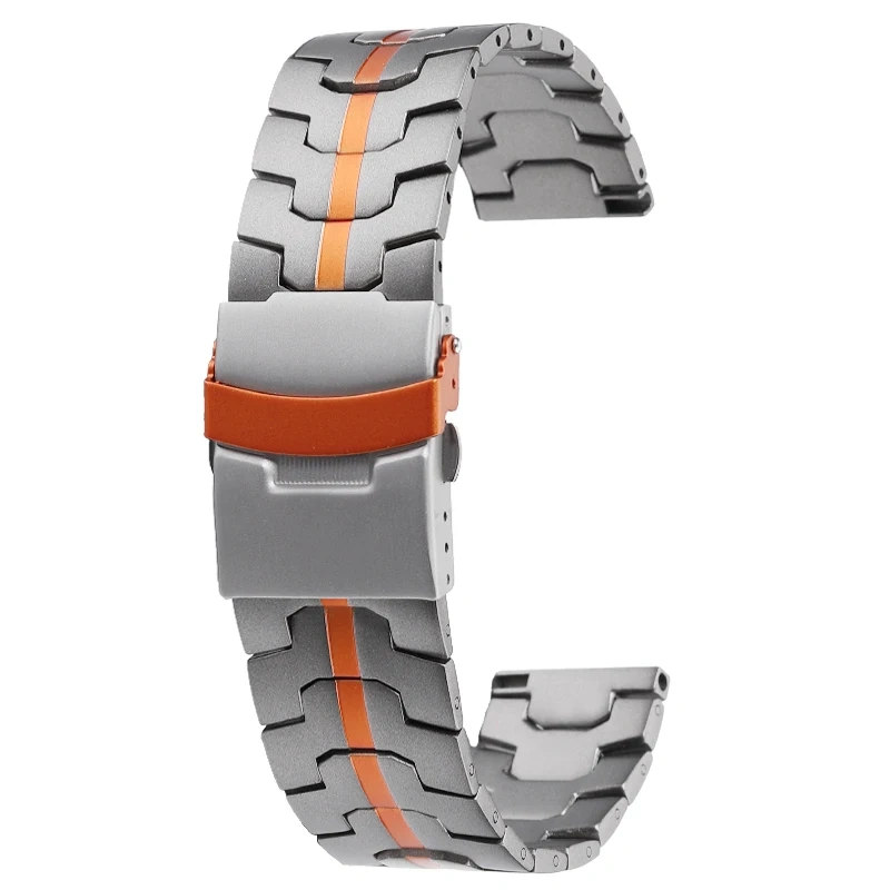 22mm Titanium Steel Watch Strap for Casio Marlin Seiko Abalone Tissot Citizen Mido Orange Multifort Solid Bracelet Men Watchband