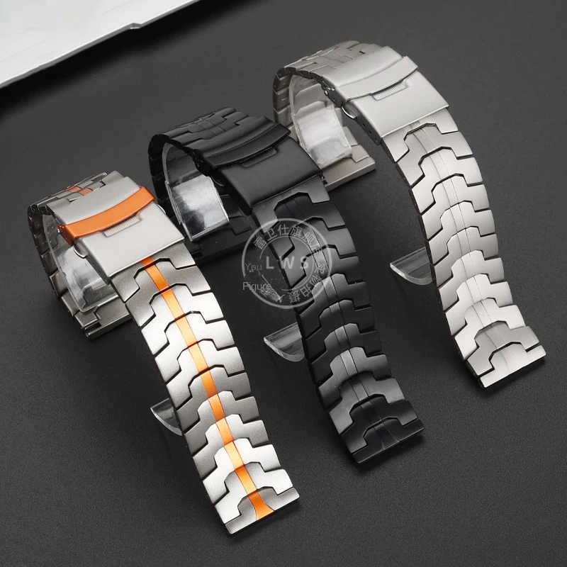 22mm Titanium Steel Watch Strap for Casio Marlin Seiko Abalone Tissot Citizen Mido Orange Multifort Solid Bracelet Men Watchband