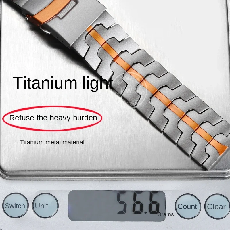 22mm Titanium Steel Watch Strap for Casio Marlin Seiko Abalone Tissot Citizen Mido Orange Multifort Solid Bracelet Men Watchband