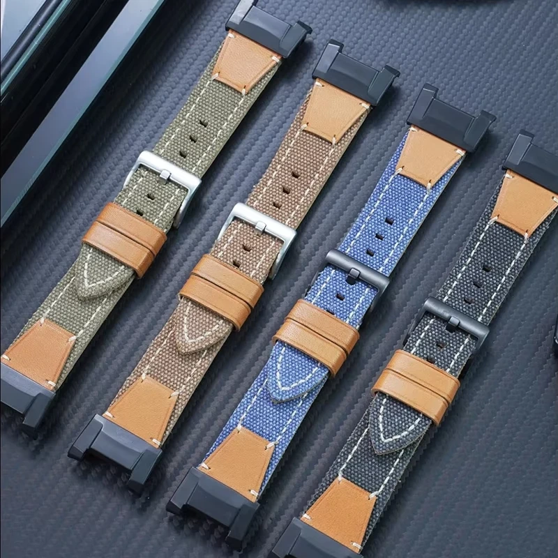 GWG-B1000 Breathable Nylon Canvas Strap for Casio Third Generation Big Mud King GWG-B1000 Modified Leather-bottomed Watch Strap