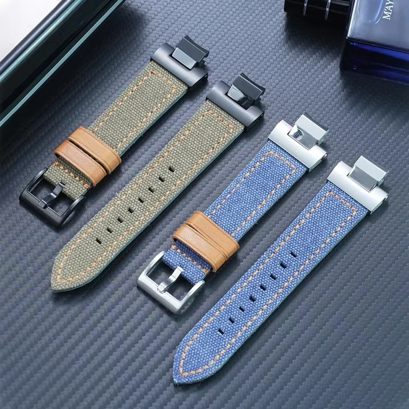 Modified Canvas and Genuine leather Watch Strap Watch strap For Casio MTG-B3000 Watch Band Quick Release MTGB3000 Men Strap