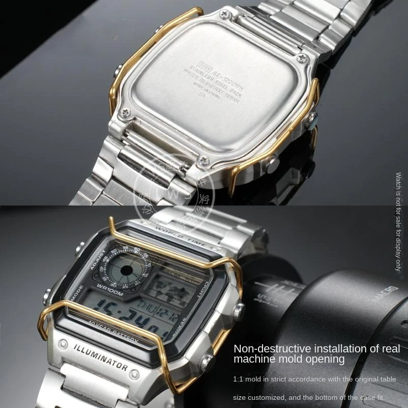 AE-1200 AE-1300 Face Bumper Case Stainless Steel Bumper For Casio 3299 AE1200 AE1300 Crash Strip Anti Corrosion blue silver gold