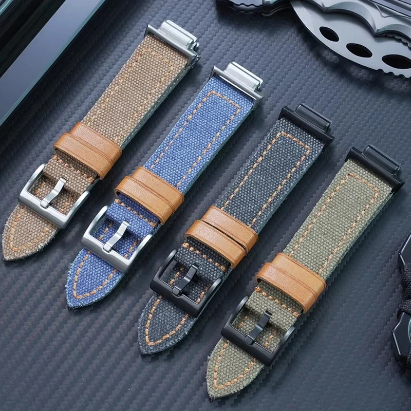 Modified Nylon Canvas Watch Strap For Casio DW-5600 Series Sports Men‘s Watchband Convex-edge Cowhide Base Watch Accessory