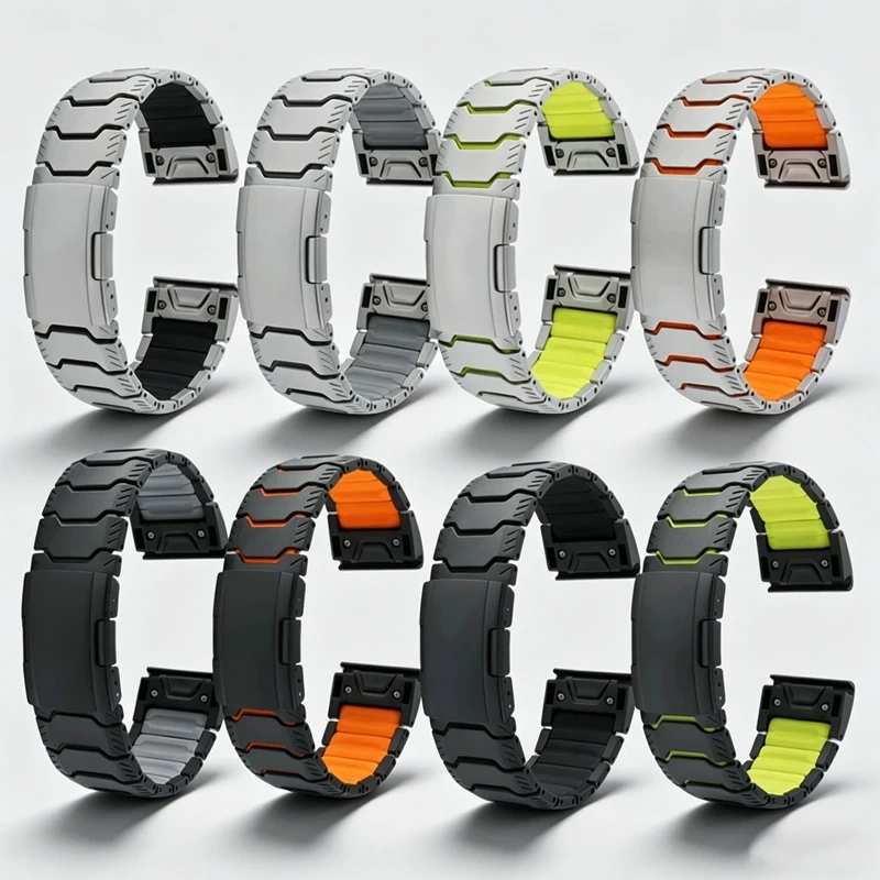 26mm Titanium Strap For Garmin Fenix 8 / 7X Pro / 6X 5X / Tactix 8 / Enduro Quick Fit Watchband Lightweight Elastic Metal Band