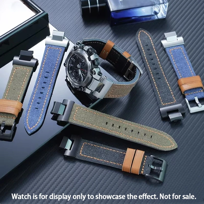 Modified Canvas and Genuine leather Watch Strap Watch strap For Casio MTG-B3000 Watch Band Quick Release MTGB3000 Men Strap