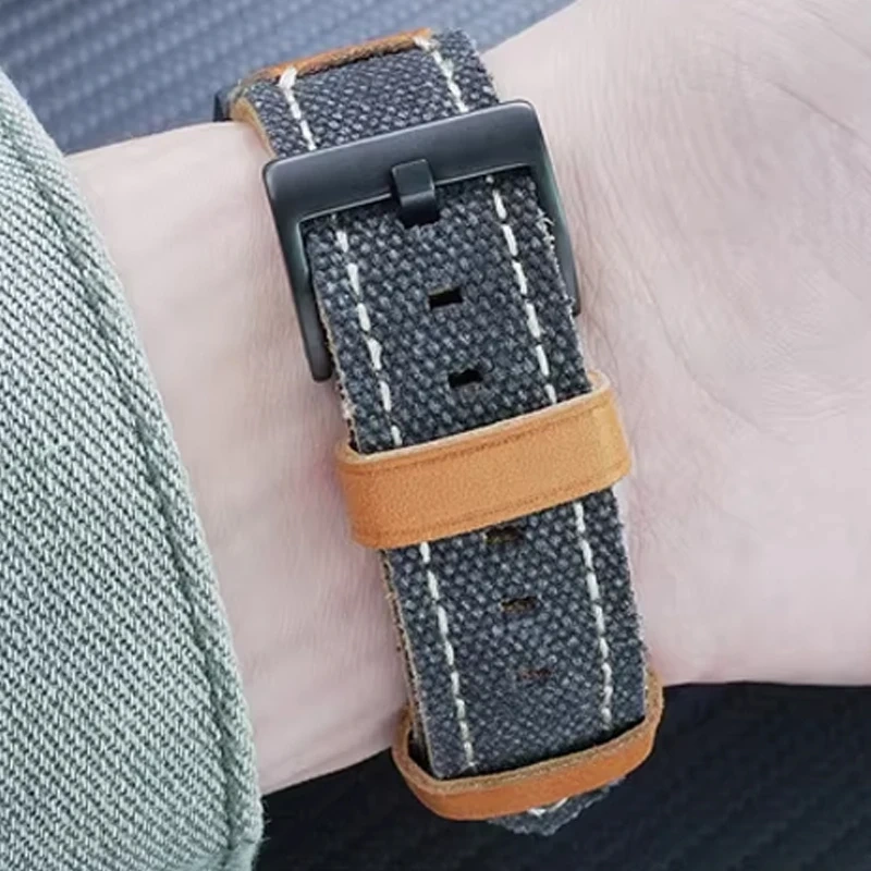 Modified Nylon Canvas Watch Strap For Casio DW-5600 Series Sports Men‘s Watchband Convex-edge Cowhide Base Watch Accessory