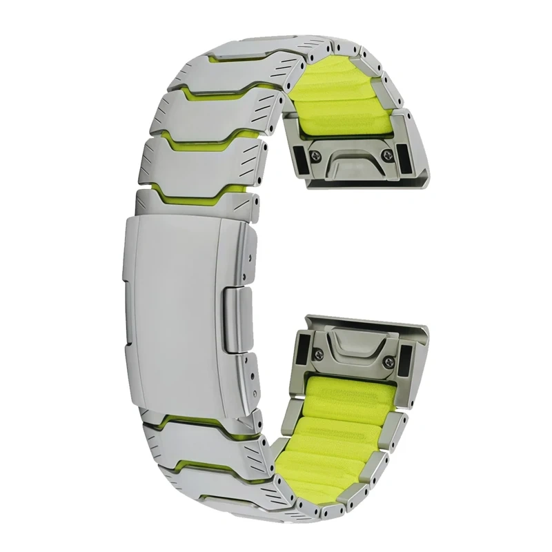 26mm Titanium Strap For Garmin Fenix 8 / 7X Pro / 6X 5X / Tactix 8 / Enduro Quick Fit Watchband Lightweight Elastic Metal Band