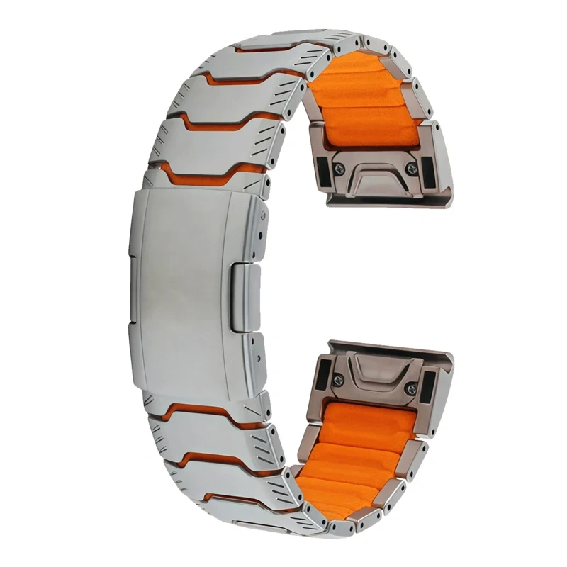 26mm Titanium Strap For Garmin Fenix 8 / 7X Pro / 6X 5X / Tactix 8 / Enduro Quick Fit Watchband Lightweight Elastic Metal Band