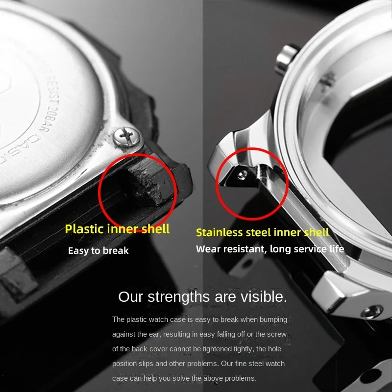 GW-B5600 Mod Kit for Casio GWB5600 Metal Bezel Rear/Bottom Cover Screw Waterproof Ring I/O Ring men Stainless Steel Inner Shell