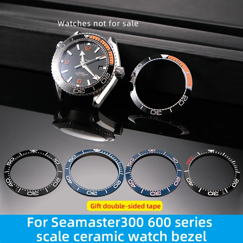 Sloping 38mm*30.7mm Ceramic Bezel 12 o'clock Luminous watch Insert Seamaster 300/600 38mm 40/42mm Replace Watch Face Bezel ring